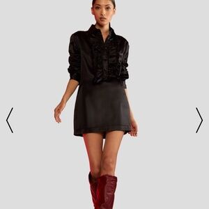 Cynthia Rowley Ruffle-Trim Black Satin Dress - NWT (Size XS)